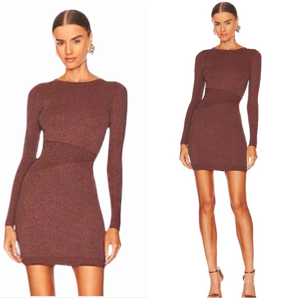 Retrofete Brown Long Sleeve Bodycon Dress Sz S NWT